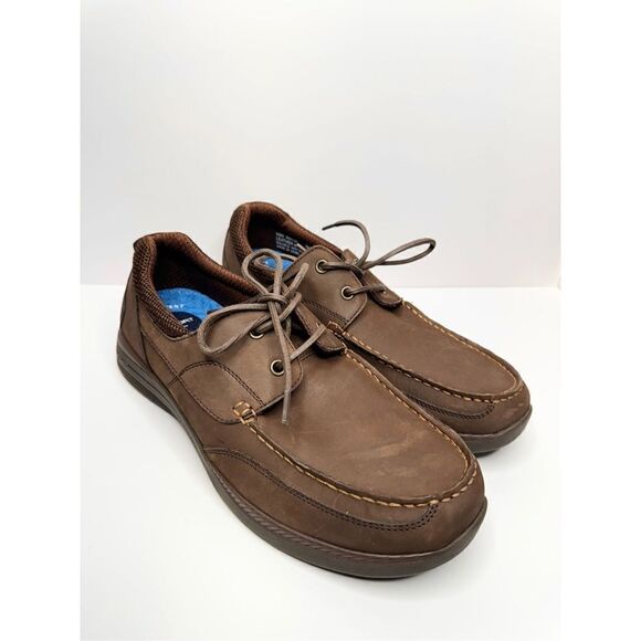 Nunn Bush Kore Walk Leather Moc Toe Mens Size 10 Brown Leather Comfort Gel Shoes - Picture 1 of 9